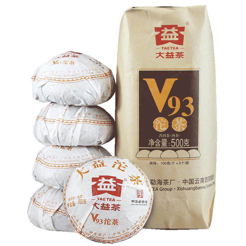 【昆明仓】大益茶 2019年1901批V93熟茶100g*5沱整袋装 熟茶沱茶