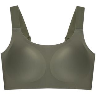 依曼丽大码无钢圈文胸光面无痕运动防走光大胸显小聚拢胸罩内衣女