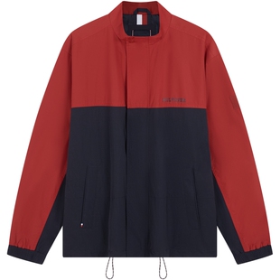 Tommy秋冬男装潮流休闲户外运动风字母拼色立领单夹克外套