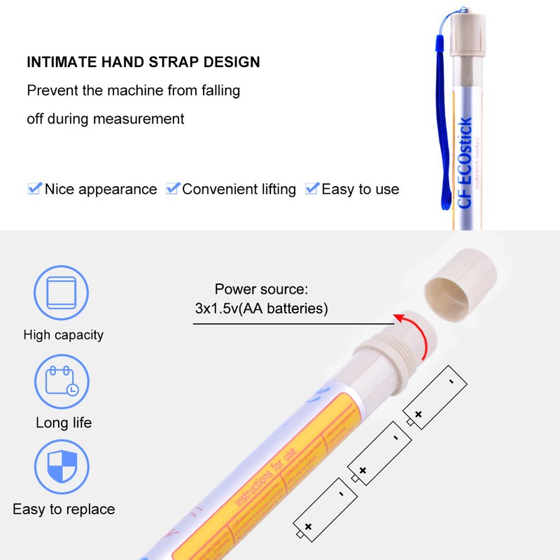 新型指示灯电导率测量仪稻田水质测试水棒EC检测笔EC培水质CF计