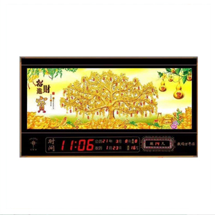 北极星万年历夜光静音电子钟卧室客厅家用壁挂钟表装饰画无框画钟