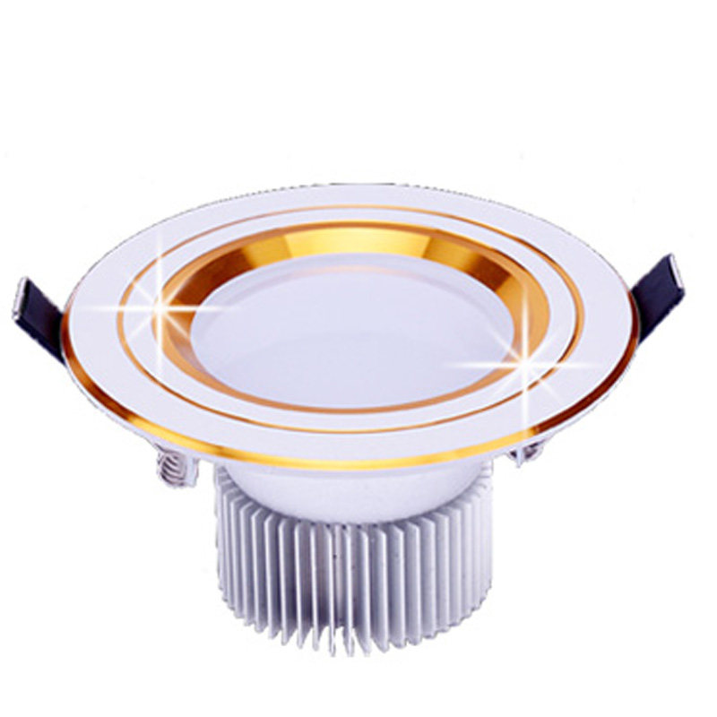 LED筒灯变色 三色变光 2.5/3寸3W5W开孔7/8公分金边客厅天花射灯