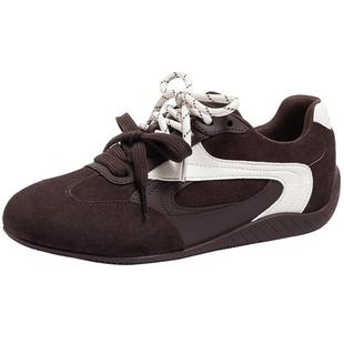 骆驼德训鞋女鞋2026新年红色鞋子百搭板鞋女复古赛车鞋休闲运动鞋