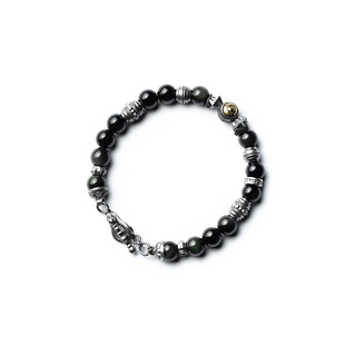 Arthur.K原创设计日本手工天然矿石925银0.8黑玛瑙手链男女手链