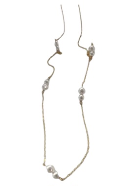 小众时尚正反两戴贝珠项链女长吊坠流苏锁骨链简约高级感叠戴颈链