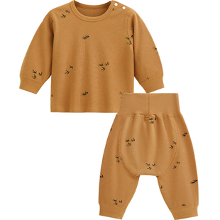 Aengbay婴儿秋衣秋裤套装打底家居服新生儿分体衣服宝宝睡衣秋装