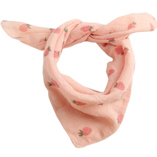 婴儿防风丝巾新款宝宝女春秋季男童方巾卡通可爱纱巾棉麻儿童围巾