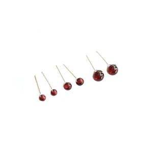 石榴石水晶耳钉女纯银日韩简约原石迷你可爱韩国气质百搭防过敏