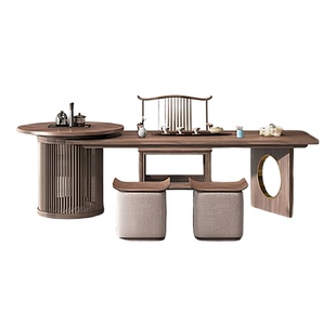 宋氏美学黑胡桃木家用禅意茶桌实木茶台茶桌别墅办公室设计定制