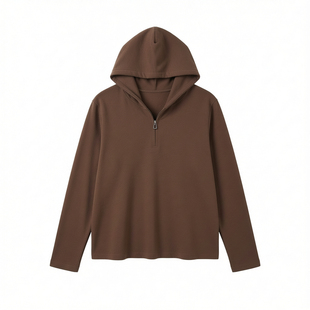 适合胖mm大码上衣针织磨毛连帽拉链休闲T恤巨好看遮肚外穿打底衫