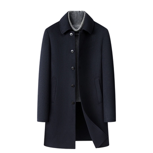 双面呢大衣男士中长款翻领基础大众男装冬季新款高端羊毛呢子外套