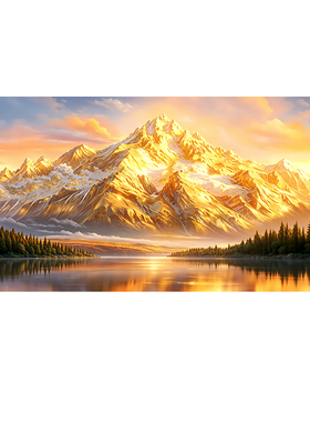 富瑞装饰画玄关中式晶瓷日照金山
