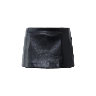 SMIIILE黑色PU皮裙半身裙女冬季新款低腰包臀气质a字短裙裙裤