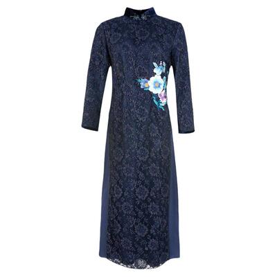 木真了复古立体蕾丝连衣裙