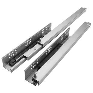 抽屉托底轨道重型抽拉隐藏式底装导轨滑轨反弹缓冲三节轨滑道楼梯