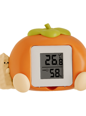 柿柿如意时钟温度计湿度摆件