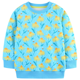 花朵女童贴身卫衣春装新款纯棉薄款雏菊儿童内搭瘦版不加绒打底衫