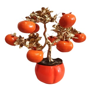仿真盆景春节年宵花石榴柿子摆件仿真花玄关室内桌面客厅喜庆装饰