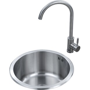 箭牌厨房圆形水槽单槽台下盆304不锈钢转角水池小户型迷你洗菜盆