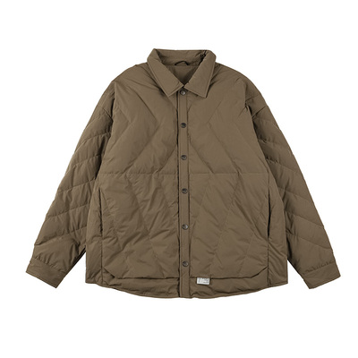 大码男装衬衫领轻薄羽绒服
