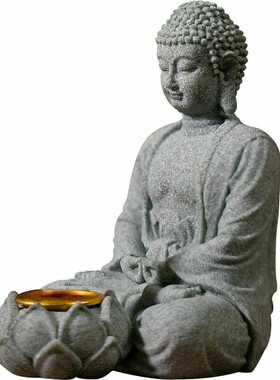 高级香薰佛烛台桌面摆件新中式禅意茶艺茶几茶桌造景客厅装饰品