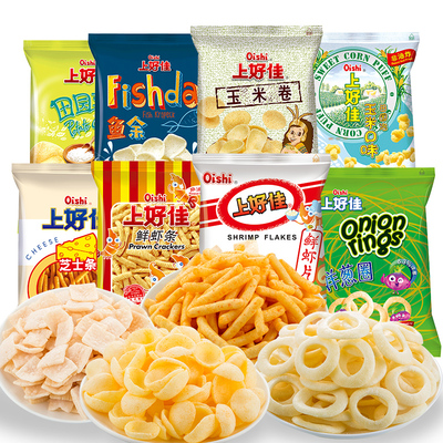 上好佳膨化包装鲜虾洋葱薯片组合
