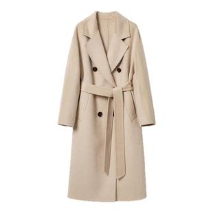 桐乡合盈  高端100%白骆驼绒2025秋冬新款双面毛呢大衣中长款女