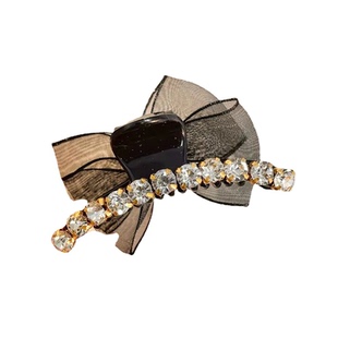 小香风双面水钻蝴蝶结抓夹女2025新款高端侧边发夹子刘海发卡头饰