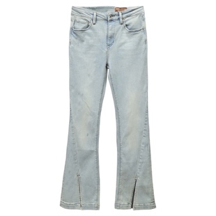 薄款高腰马蹄裤ABLE JEANS女牛仔裤高弹力春修身显瘦开叉喇叭长裤
