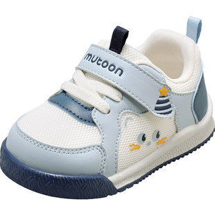 牧童学步鞋男宝宝鞋子2026春季新款小猫婴儿鞋软底女童网面机能鞋