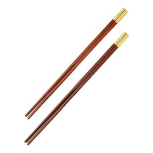2双公筷鸡翅木火锅筷子家用高档抗菌防霉加长28cm耐高温红檀木筷
