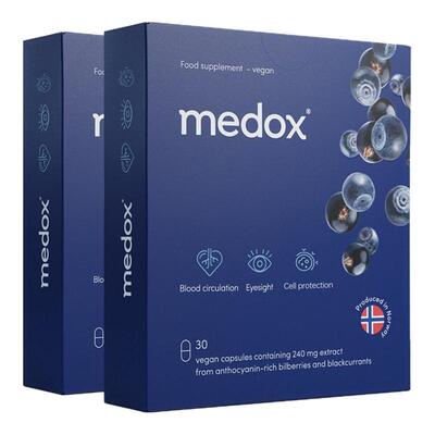 【2盒装】MEDOX花青素胶囊挪威原装进口越橘非叶黄素蓝莓护眼