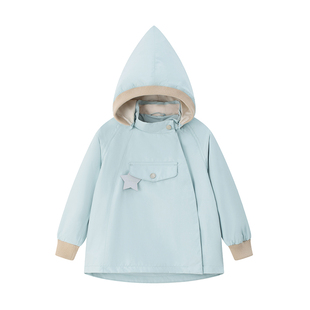 丹麦MINI A TURE童装2026春新中小男女童精灵帽防风防水外套风衣