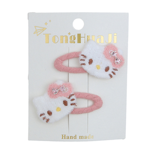 可爱粉色水钻小猫咪发夹少女毛毡bb夹侧边甜美夹子发饰发卡头饰女