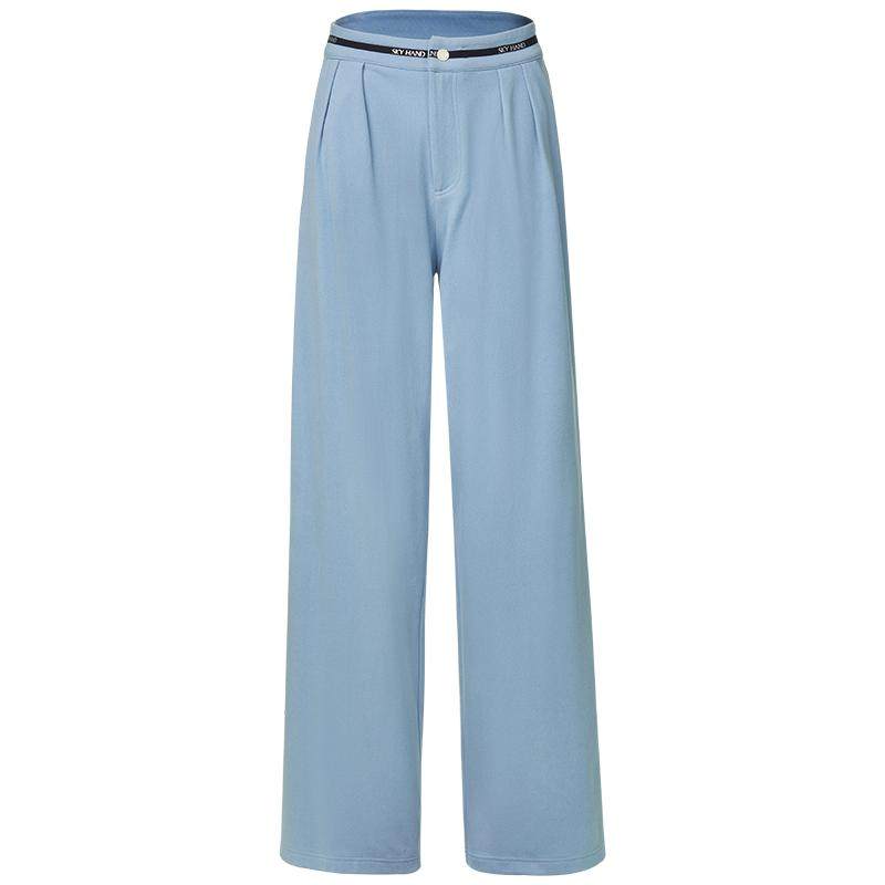 SKYHAND运动休闲裤女春秋垂坠显瘦宽松直筒裤绒感气质舒适长裤