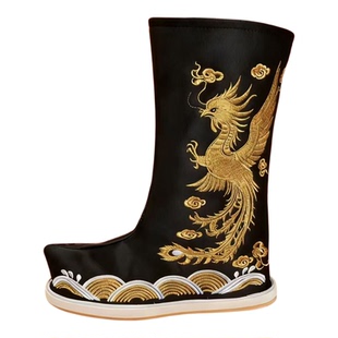 古装汉服婚鞋伴郎伴娘靴子中国风龙凤吉祥靴cos官兵摄影古装靴子