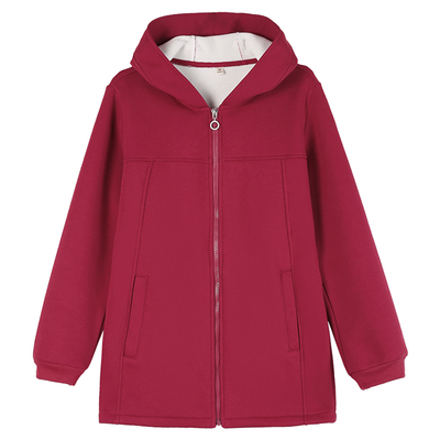 加绒外套女连帽开衫中长款一体绒