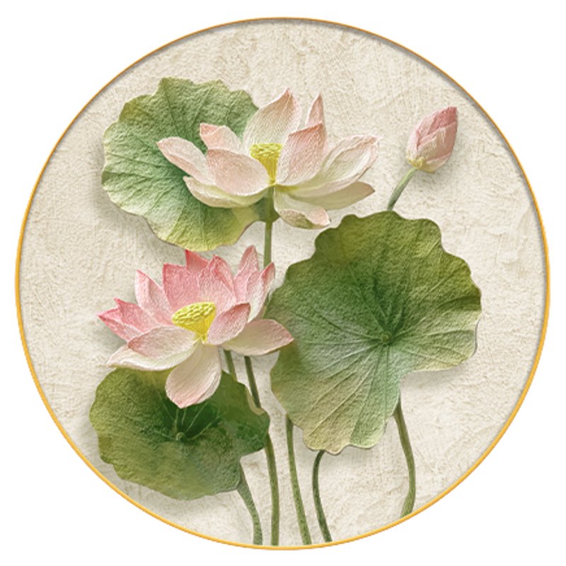 荷花奶油风温馨治愈系花卉挂画