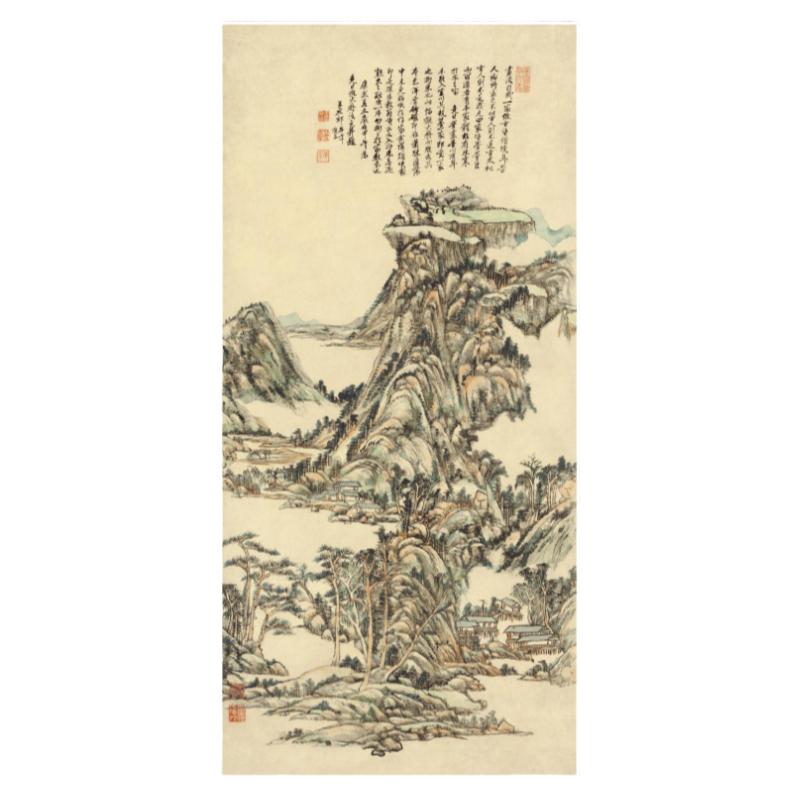 王原祁仿倪瓒黄公望山水图