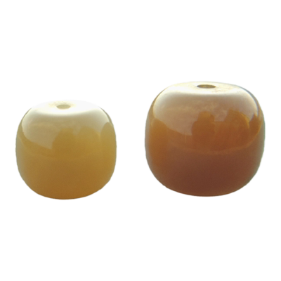 天然和田玉且末蜂蜜黄水红糖老型珠和田玉单珠桶鼓珠手链散玉珠子