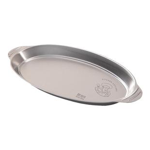 304不锈钢鱼盘食品级高级感蒸鱼专用盘家用菜碟盘子椭圆形双耳盘