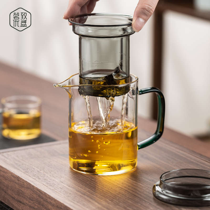 全玻璃泡茶壶器家用茶水分离耐高温泡茶杯办公室单壶花绿茶公道杯