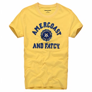 美洲海岸af短袖T恤男潮夏季纯棉修身宽松休闲男装透气圆领半袖衫