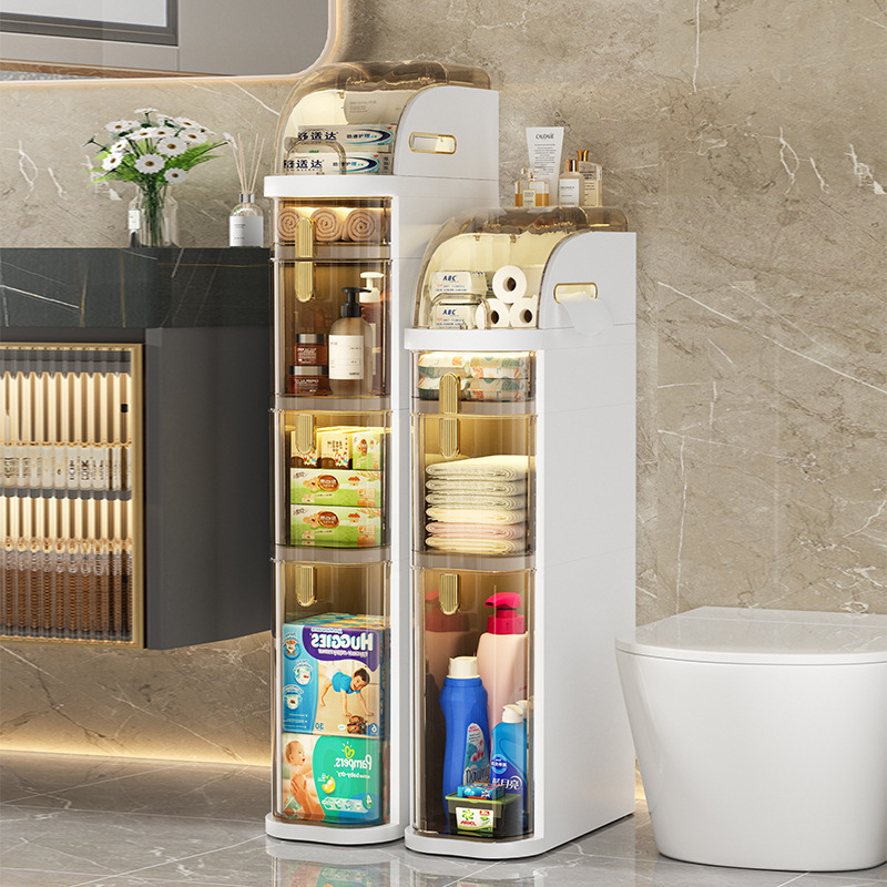家用浴室夹缝收纳柜多层落地免安装防水抽屉式缝隙柜窄缝置物架子