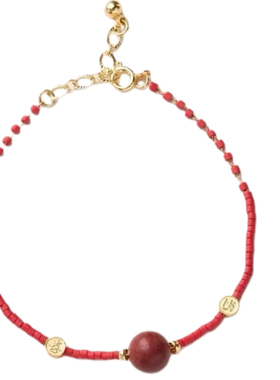 五行含香珠手链 K2 mm红琉璃手工珠子有金木水火土寓意带小k金