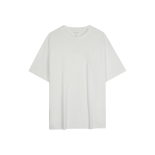 CK Jeans26春夏新款男士休闲通勤浮雕字母纯棉圆领纯色短袖T恤