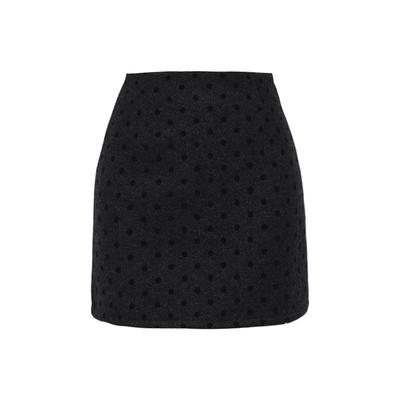 DPLAY高腰波点毛呢A字裙