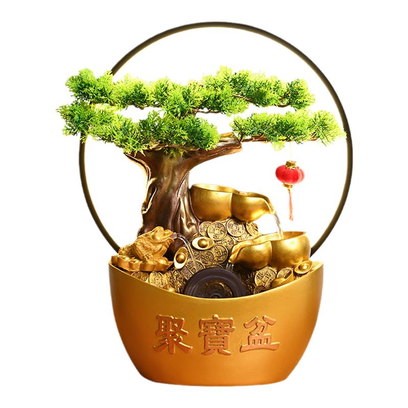 招财聚宝盆风水轮桌面摆件
