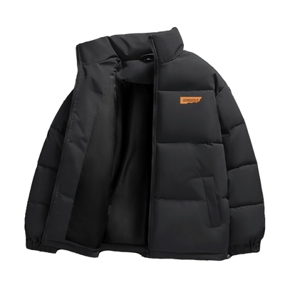 真维斯黑色加厚保暖棉服男款冬季