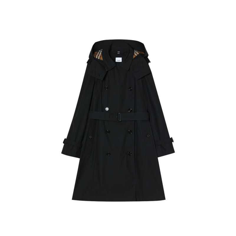 【自营】BURBERRY/博柏利春秋女士双排扣连帽长袖风衣80842511